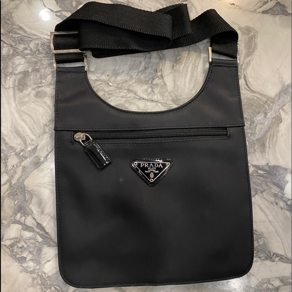 Faux Prada Vinyl Mini Messenger Bag
